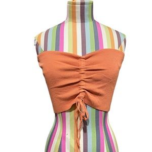 Kendall & Kylie Orange Strapless Crop Top 0608